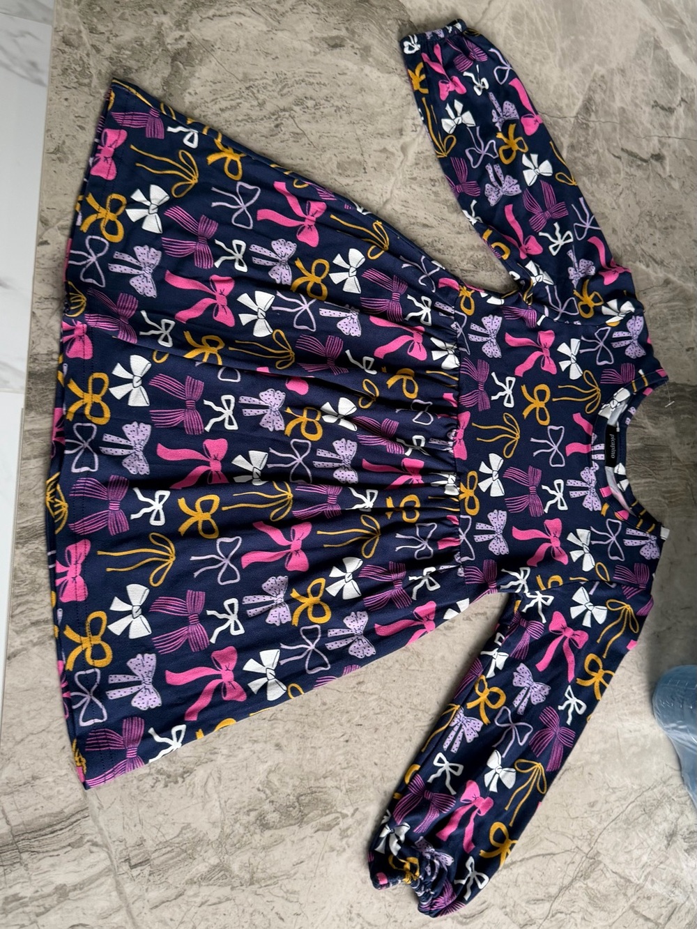 NEW Girls Bows Print Long Sleeve Dress